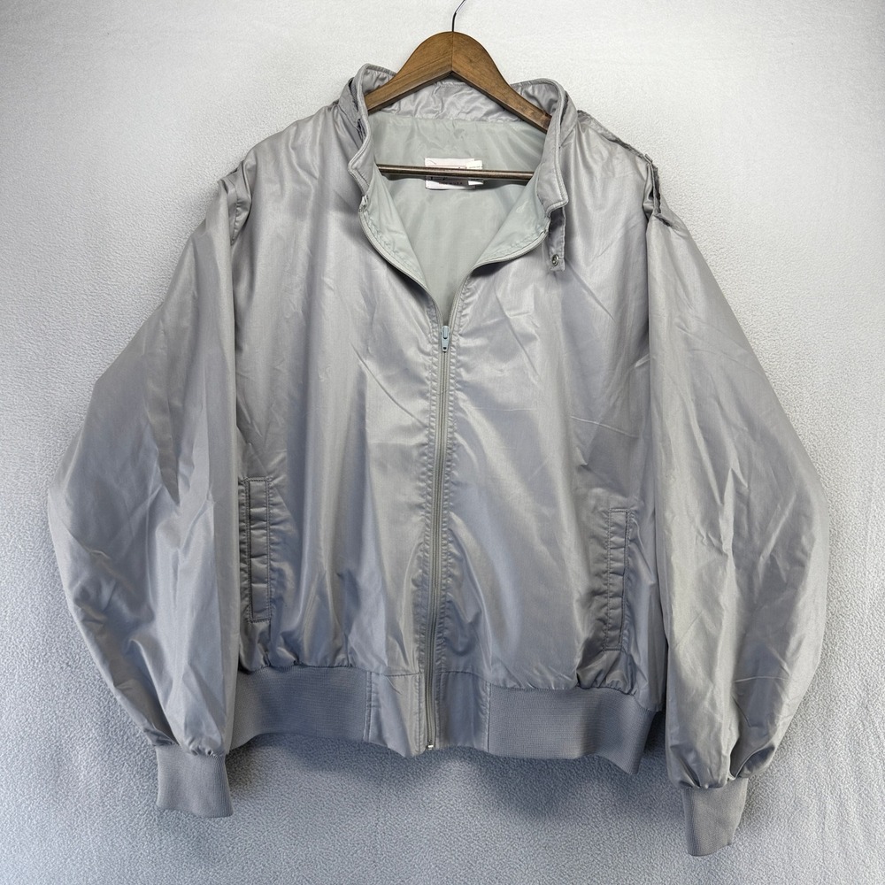 Vintage Four Seasons Jacket Mens 2XL Gray Windbreaker Usa Made members Only 90s